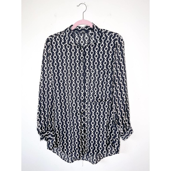 Ann Taylor Animal Print Popover Tunic Shirt Womens Plus XXL Ivory Tan
